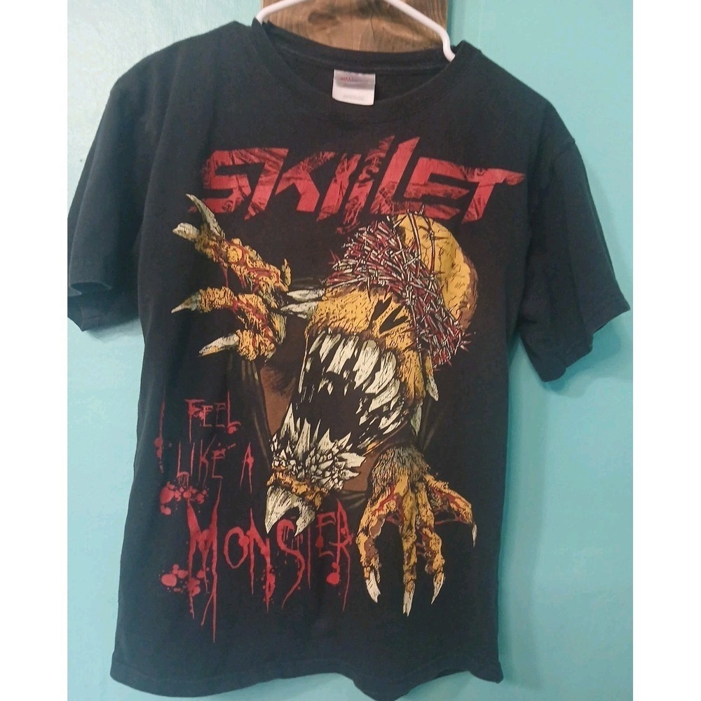 Y2K Skillet Band T Shirt Mens Med Black Like A Monster Rock Metal Faded Grunge